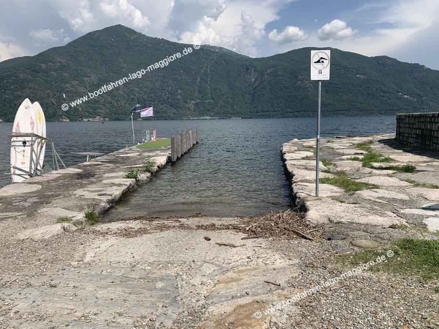 Sliprampe Cannobio Lago Maggiore bei Wasserstand 193,80 m